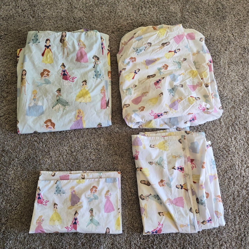 Pottery Barn Kids Disney Princess Cotton 4 piece bedding set